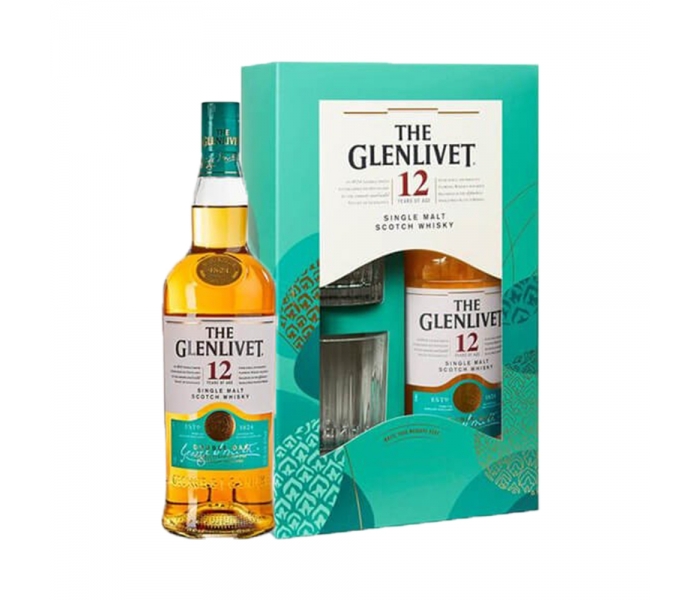 Whisky The Glenlivet 12Y +2 Glasses, Single Malt Scotch, 40%, 0.7L