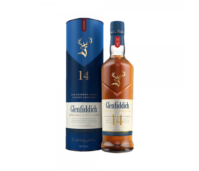 Whisky Glenfiddich 14Y Bourbon Barrel, Single Malt Scotch, 43%, 0.7L