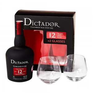 Rom Dictador 12Y + 2 Glasses, 40%, 0.7L