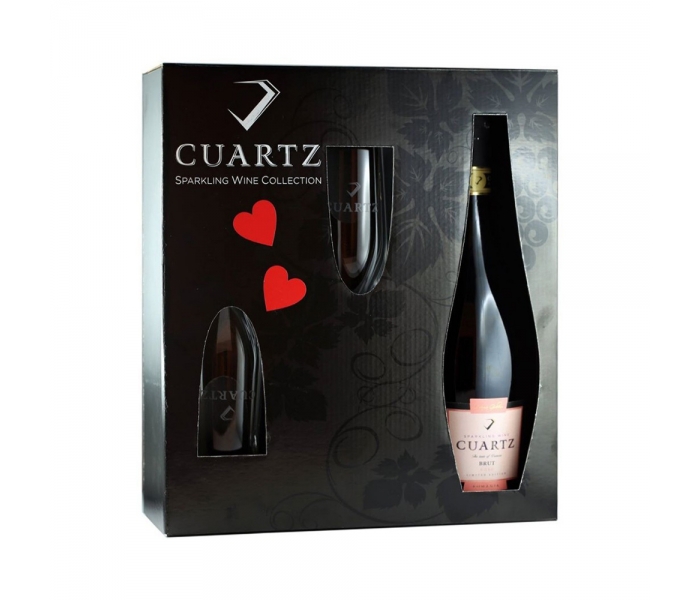 Vin Spumant Crama Girboiu Cuartz Brut Rose, 12.5% + 2 Pahare, 0.75L
