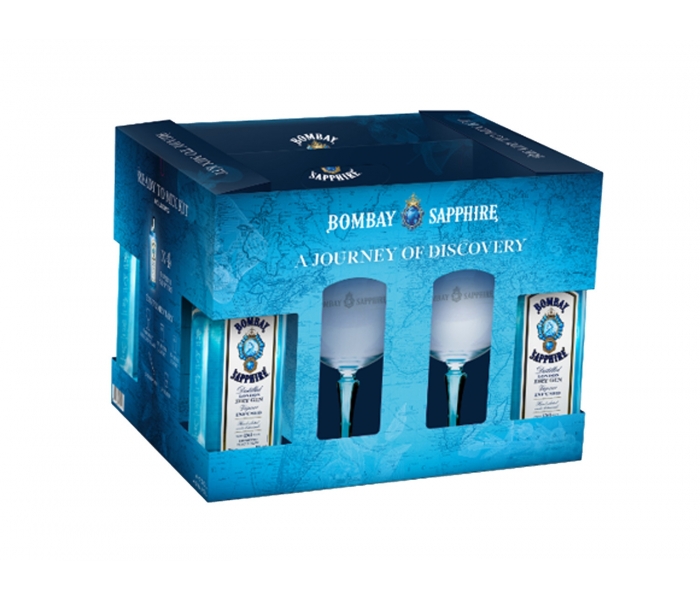 Gin Set Bombay Sapphire `Ready to Mix`, 40%,  4X0.7L